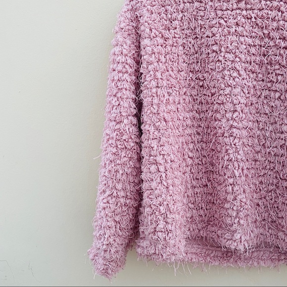 NWT: VINCE CAMUTO | Pink Teddy-Knit Mock-Neck Sweater - Picture 3 of 5